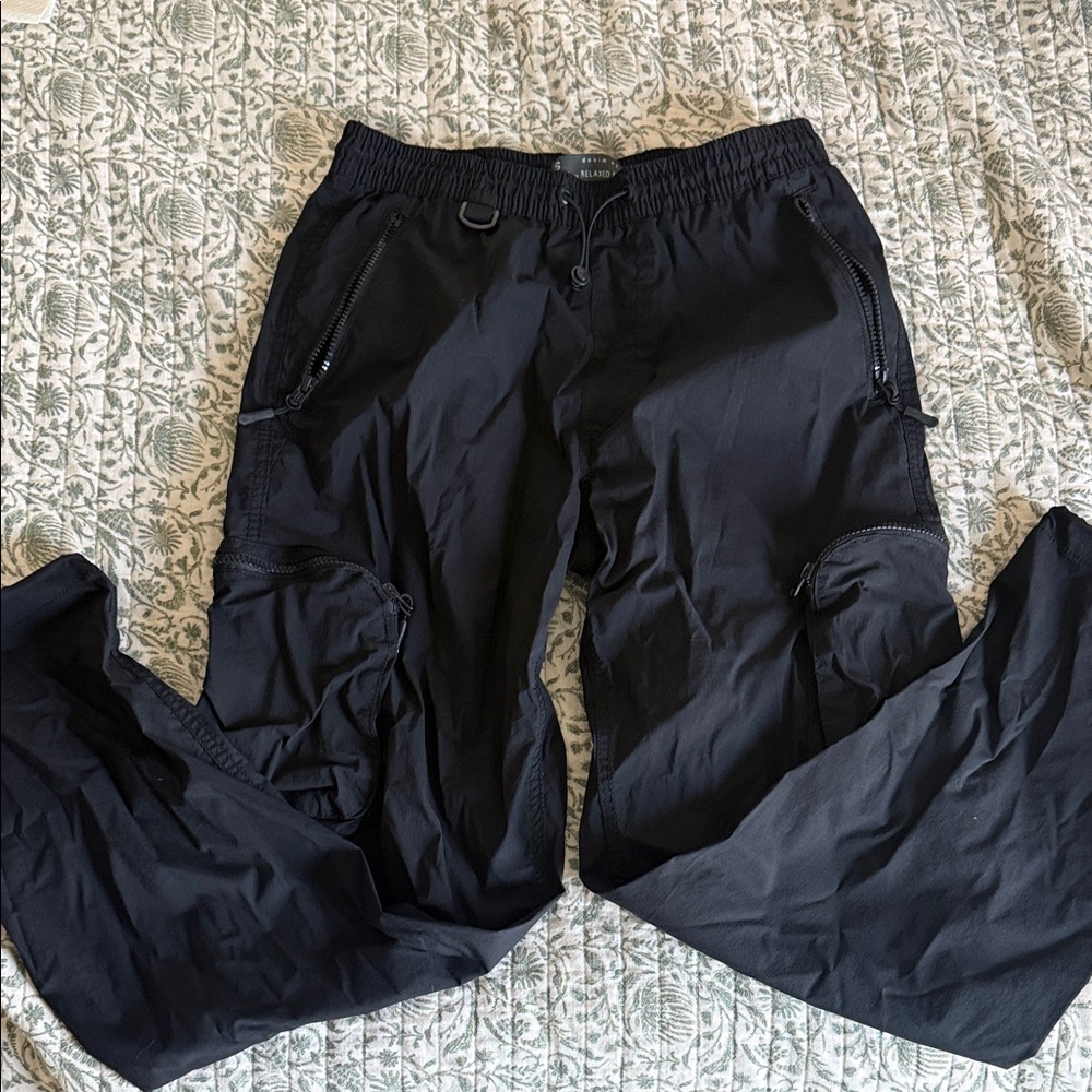 Denim&Co Black Men's Cargo Pants with Zip Pockets